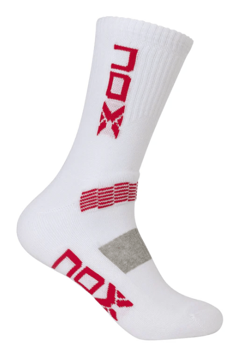 Long Nox Socks White/Red Logo - Padel Outlet NOX
