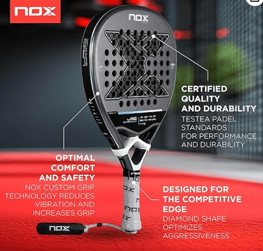 NOX PADEL RACKET LEO AUGSBURGER LA10 QUANTUM 12K 2025 - Padel Outlet NOX