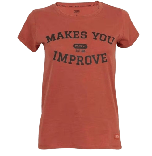 Women'S Basic Nox Red Tile T-Shirt Black Lettering - Padel Outlet nox