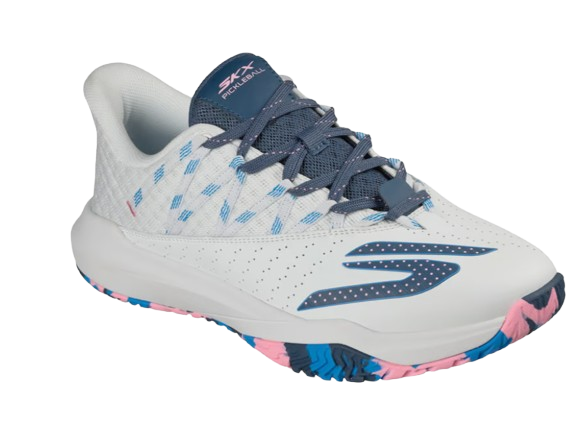 Skechers Mens Shoes Viper Court Rally White Pink Blue