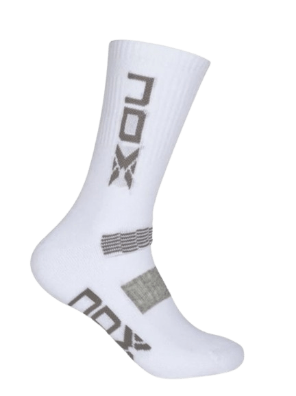 Long Nox Socks White Gray Logo (39 - 45) - Padel Outlet Nox
