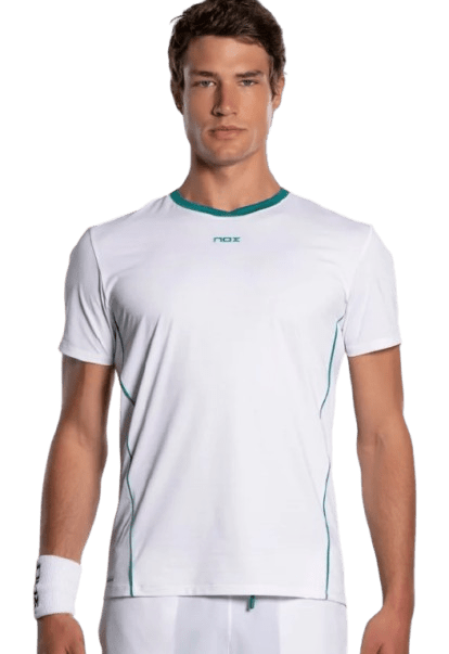 Nox Men's PRO T-shirt White/Ivy Green - Padel Outlet nox