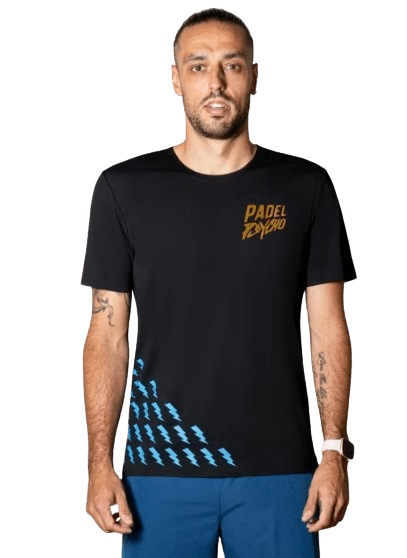 Padel Psycho Men's Tshirt Lightning Bolt Black/Blue - Padel Outlet Padel Psycho